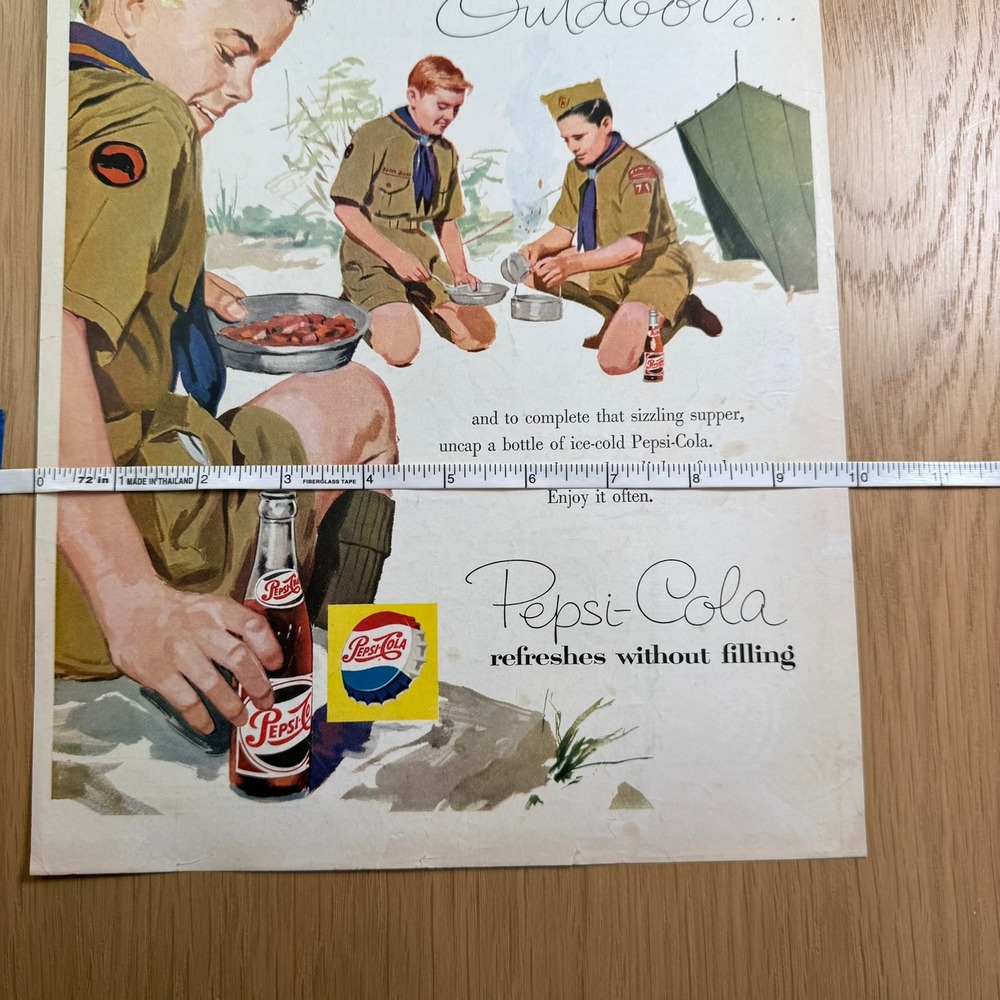 Vintage 1950s Pepsi Cola Advertisement Boy Scouts Outdoor Camping Retro Print Ad - Picture 3 of 4